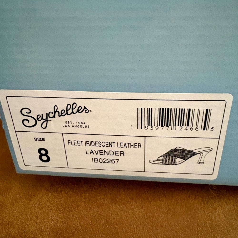 Seychelles Fleet Iridescent Leather Lavender Slip On Heels. Size 8. NIB. - Picture 9 of 9